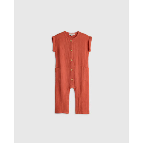 100% Organic Cotton Gauze Romper in Spiced Orange