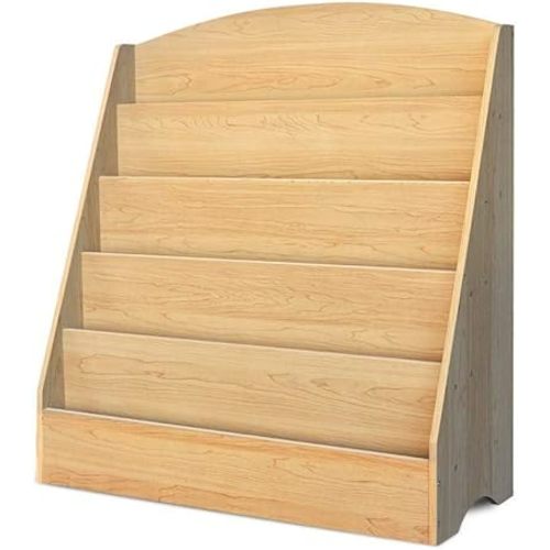 ARTISS Kids Bookcase, Keezi 5-Tier Wooden Kids Bookshelf Magazines Display Rack Stand - Natural