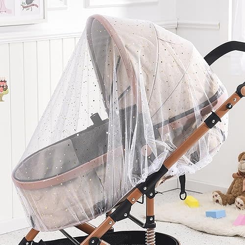 Mosquito Net for Stroller,Baby Pram Net Portable Star Print Stroller Netting Cover Perfect Bug Net for Strollers,Bassinets,Mini Crib,Cradles and Playards (White Star), yecwz002