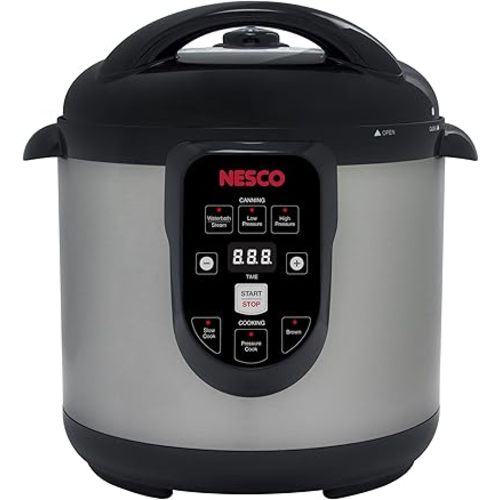 NESCO NPC‑9 Smart Electric Pressure Canner and Cooker for Home Food Preservation, 9.5‑Quart Stainless Steel with Digital Controls