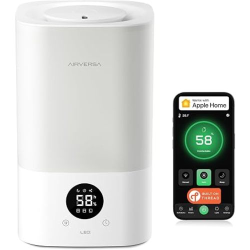 Airversa 3.2L Smart Humidifier [iOS ONLY], Top-Fill Cool Mist Humidifier w/Oil Diffuser,Quiet Sleep Mode, 60H Long-Lasting for Large Room, Works with HomeKit Over Thread (Border Router Required)