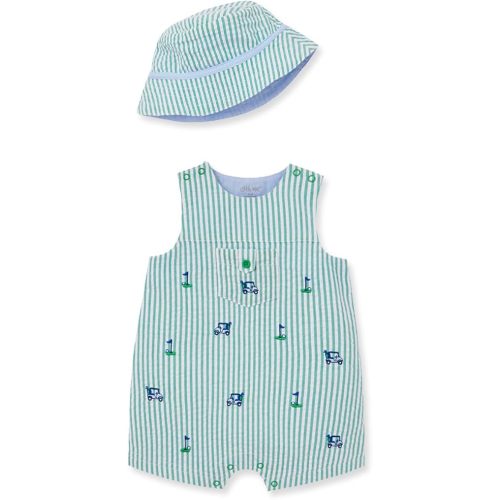 Little Me baby-boys 2-piece Seersucker Sunsuit Swim Essentials Playwear and Hat Set