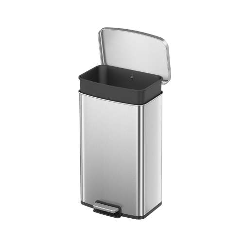Better Homes & Gardens Kitchen Trash Can, 13.2 Gallon Stainless Steel Step Garbage Bin with Soft Close Lid, Silver