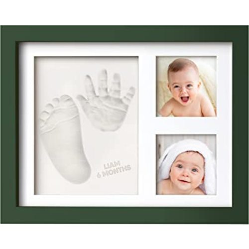 Baby Hand and Footprint Kit - Quick Dry Clay Baby Footprint Kit, Pets Paw, Newborn Keepsake Picture Frame for Boys, Girls, Personalized New Mom Gifts for Shower & Registry, Grandparents(Hunter Green)
