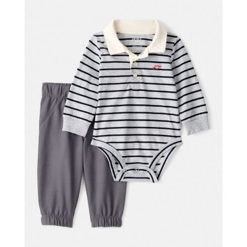 Baby Boy 2-Piece Striped Bodysuit & Pant Set - Grey - Carter's | Carter's
