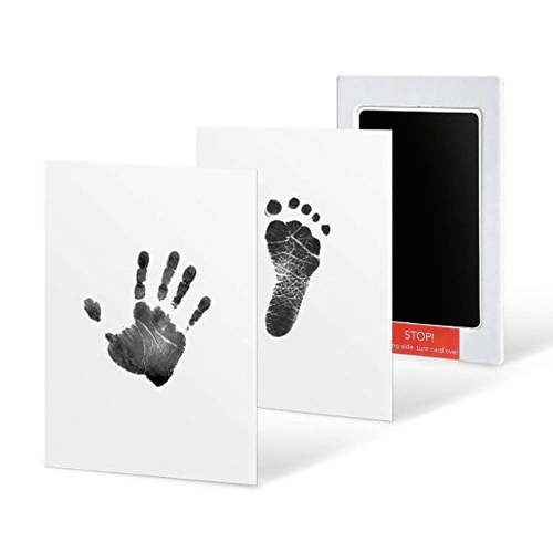 Baby Safe Inkless Handprint & Footprint Kit – Black Non-Toxic Touch-Free Ink Pad for Newborn Keepsakes & Memory Crafts TIKA