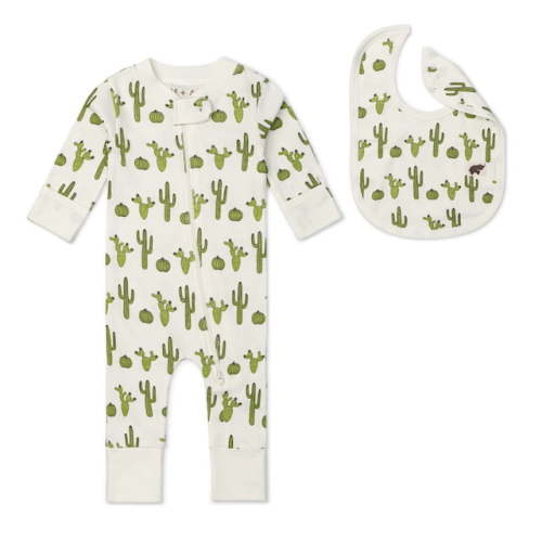 M+A by Monica + Andy Organic Cotton One Piece Coverall and Bib Set, Sizes Newborn - 18-24 Months