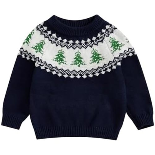 2-3T Toddler Baby Boy Girl Christmas Outfit Embroidery Long Sleeve Ugly Christmas Christmas Knit Sweater Pullover