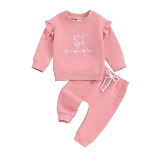 Bonangber Big Brother Little Sister Outfits Crewneck Sweatshirt Pants Set Sibling Matching Outfits Fall Winter Clothes
