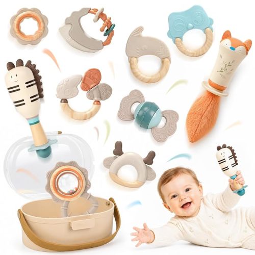 Joyreal Baby Rattles & Teething Toys Set, Baby Toys 0-6 Months, 10-Pack
