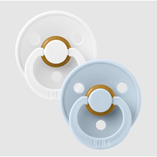 BIBS 2pk Latex Pacifier White/Baby Blue - Size 1