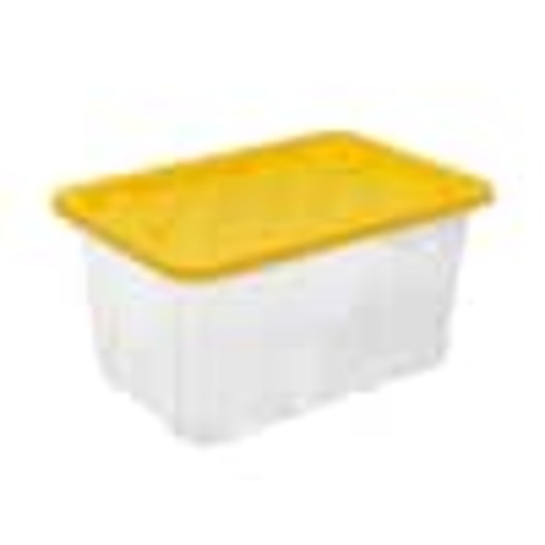 HDX 27 Gal. Tough Storage Tote in Clear with Yellow Lid 999-27G-C-HDX