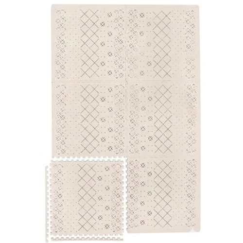 Yay Mats Stylish Extra Large Puzzle Mat, Thick,Inter Locking Foam Floor Tile Covers 6 ft x 4 ft. Expandable Tiles with Edges Exercise and Kids mat Protective Floor Surface (Carter Mudcloth Tan)