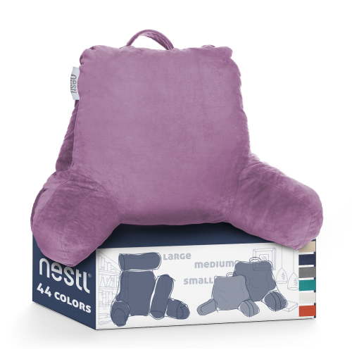 Nestl Backrest Reading Pillow, Bed Rest Pillow with Arms for Sitting In Bed, Shredded Memory Foam Back Support Pillow, Lavender Dream