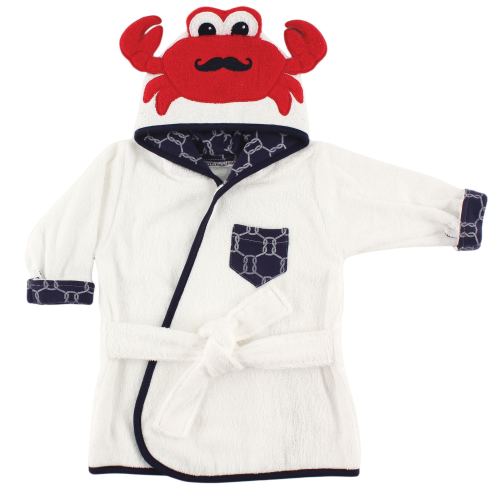Hudson Baby Infant Boy Cotton Animal Face Bathrobe, Mr. Crab, 0-9 Months - Mr. Crab - One Size