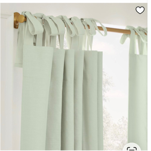 Sea Foam Cotton Tie-Top Blackout Curtain