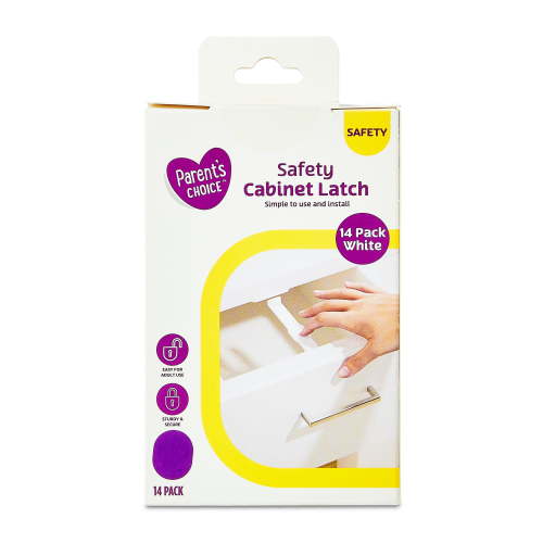 Parent's Choice Child Safety Cabinet Locks for Babyproofing, White, 14 Pack, Self-Locking, Easy Install