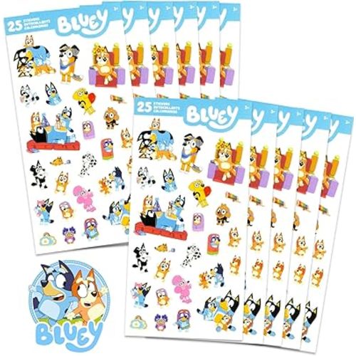 Bluey Stickers Party Favors for Boys & Girls 12 Pack Bundle