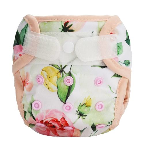 Newborn Baby Cloth Diaper Cover Nappy Hook and Loop (Pink Roses)