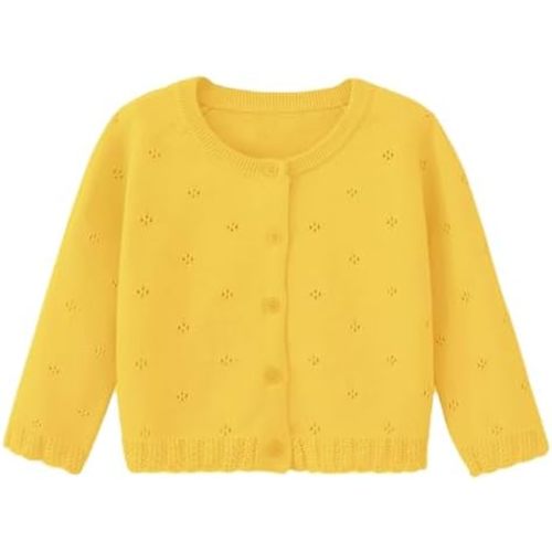 Baby Girls Cardigan Sweater Infant Toddler Knit Button Up Jacket Newborn Lace Trim Outfit Cotton Tops