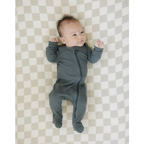 Charcoal Organic Cotton Ribbed Zipper - milk & baby – Milk & Baby