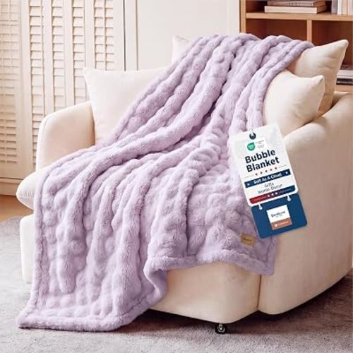 Bedsure Cloud Bubble Throw Blanket, Light Purple Gifts Room Decor, 50"×60"