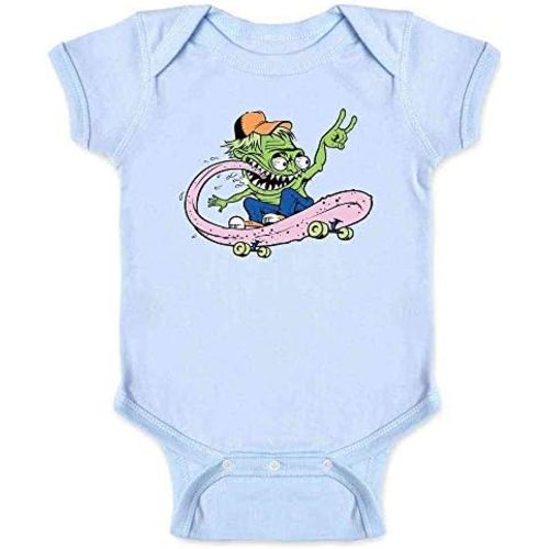 Pop Threads Skateboard Monster Retro Cool Funny Infant Baby Boy Girl Bodysuit