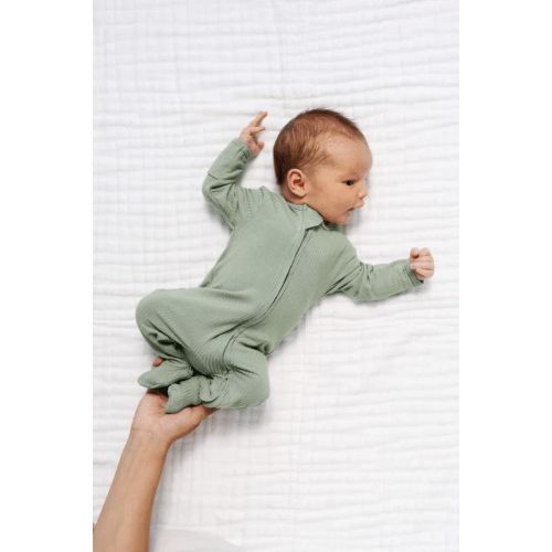 3-6m Ribbed Zipper Footies