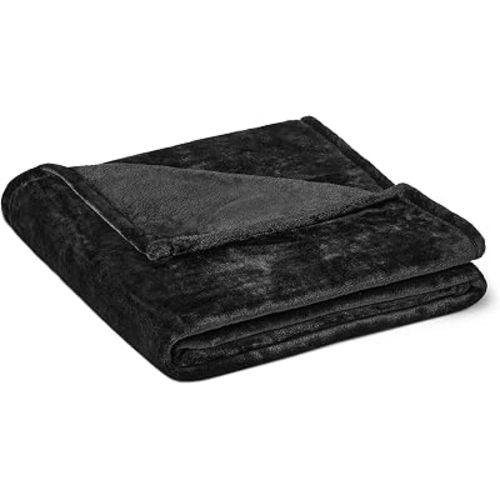 Amazon Basics Soft Fleece Throw Blanket,Cozy, Feels Comfortable on Skin, Fade-Resistant, Warm for Couch & Sofa, 50 x 60 Inches, Black