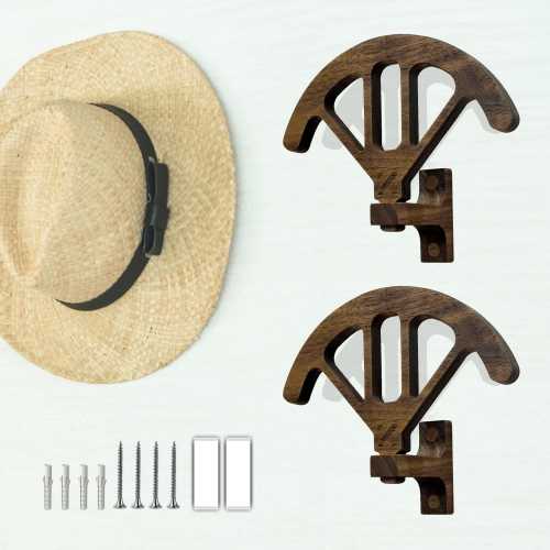 Black Walnut Cowboy Hat Hangers: Adjustable Design, Home/Office Decor