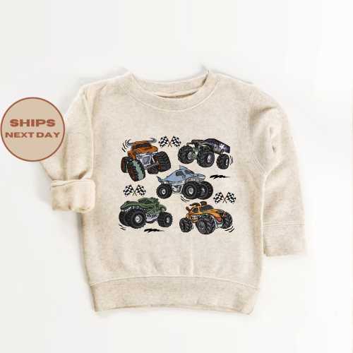 Monster Truck Toddler Sweatshirt, Truck Shirt, Birthday Boy Gift, Cars Kids Shirt, Monster Truck Sweater