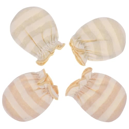 SUPVOX Baby Mittens Newborn No-Scratch Breathable Cotton Infant Gloves 4 Pcs Anti-Bite Hand Covers for Boys and Girls 3.54X2.76 Inches