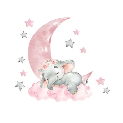 CCOCC 2026 New Cartoon Pink Baby Elephant Wall Stickers Baby Girl Bedroom Decorations Pink Decor for Bedroom for Nursery,Playroom,Wall,Door