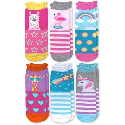 Jefferies Socks Girl's Unicorn Llama Giraffe Flamingo Novelty Pattern Crew Socks 6 Pack