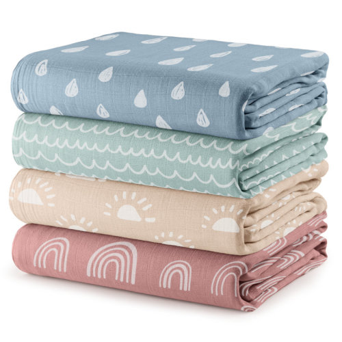 Comfy Cubs Muslin Swaddle Blankets (Pack of 4) - 47” x 47”, Soft Cotton, Large Swaddling Wrap & Reviews | Wayfair