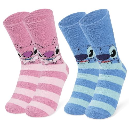 Disney Stitch Slippers Socks Women 2 Pack Fluffy Socks Non Slip Fleece Bed Socks Stitch Minnie Mickey Mouse Baby Yoda