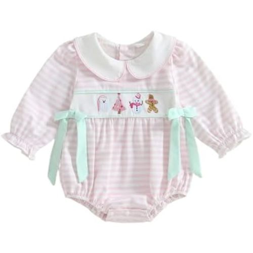 Newborn Baby Girl Christmas Outfit Santa Bubble Romper Xmas Onesie