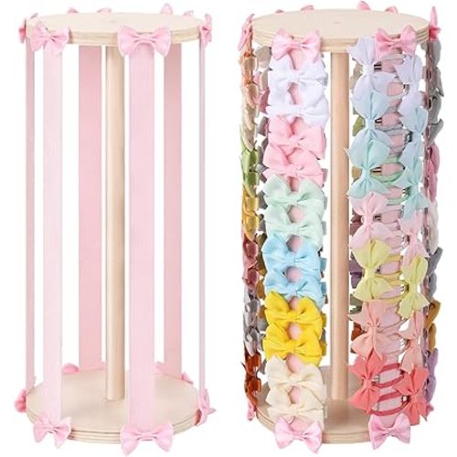 POVETIRE Hair Bow Holder for Girls, Pink Hair Clip Organizer, Hairbow Organizers Rack Display Decors Baby Nursery Toddler Girls Room