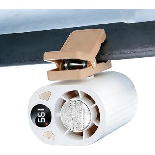 Foluu 199 Speeds Portable Clip Fan with LED Display, 18000RPM Turbo Cooling Personal Fan for Car, Desk, Umbrella, Waist, 360°Rotatable Rechargeable Mini Fan for Outdoor Camping Hiking (White)