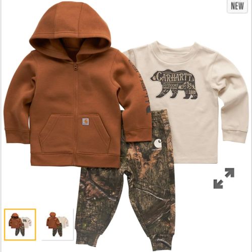 Boys' 3-Piece Long Sleeve T-Shirt, Fleece Jacket & Fleece Camo Pant Set (Baby) | Kids' Graphics | Carhartt