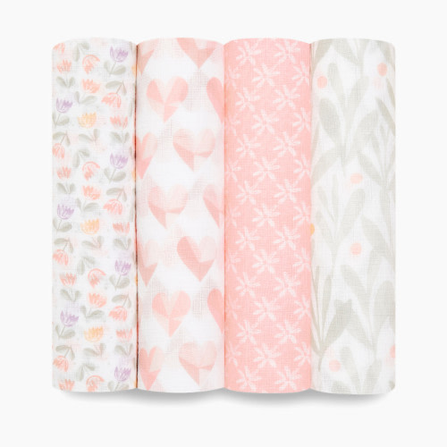 Aden + Anais Essentials Cotton Muslin Swaddles (4 Pack) - Piece Of My Heart