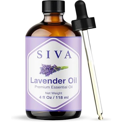 Siva Lavender Essential Oil - 4 Fl Oz – 100% Natural Lavender Oil - for Diffuser, Face, Skin Care, Aromatherapy, Hair Care, Scalp and Body Massage - with Dropper