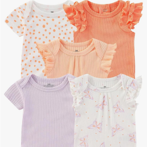 Baby Bodysuits Ribbed Mix Summer Newborn Boy Girl Clothes 5-pack