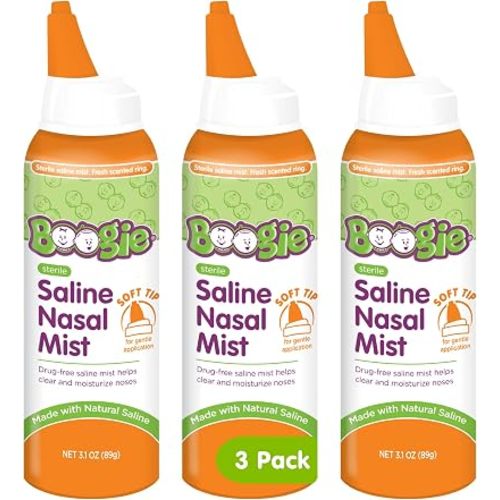 Boogie Saline Nasal Spray Mist for Baby and Kids - 3.1oz (Pack of 3)