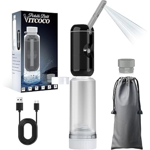 Portable Bidet for Travel, VITCOCO Rechargeable Electric Travel Bidet Sprayer with Adaptor, Waterproof High Pressure Handheld Bidet for Women Men Baby Cleaning