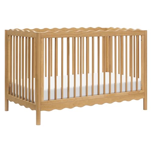 Babyletto Swell 4-in-1 Baby Crib Convertible to Wooden Toddler Bed, Daybed & Full-Size Bed - Easy Assembly, GREENGUARD Certified - Made of 100% Solid Wood, Includes Toddler Conversion Kit - Honey
