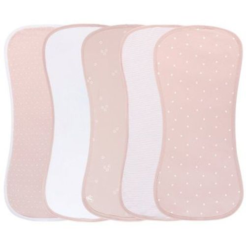 Ely's & Co. Hourglass Shape Fleece Burp Cloths Pink Tulip Collection 5 Piece Set