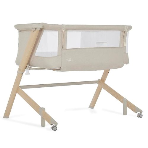 évolur Stellar Bassinet and Bedside Sleeper, Adjustable Heights, Breathable Mesh Sides, Plush Mattress Pad, Wheels with Safety Locks & Tool-Free Assembly, Compact Fold & Travel Bag - Beige