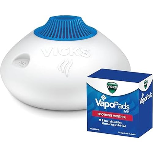 Vicks Warm Steam Vaporizer & Humidifier 1.5 Gallon Tank, Night Light, Works with VapoPads + Vicks VapoPads with Original Menthol Formula - Scent Pads for Congestion Relief, 20-Pack, Box Color May Vary