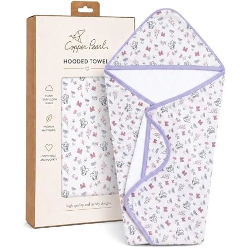 Copper Pearl Premium Knit Hooded Bath Towel Minnie Mouse's Bowquet
